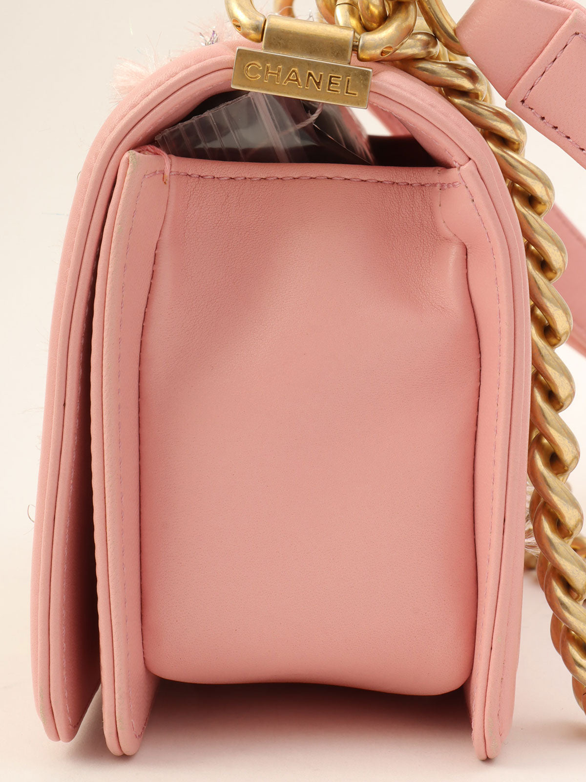 Around 2016 Made Tweed Boy Chanel Chain Shoulder Bag Pink/Multi