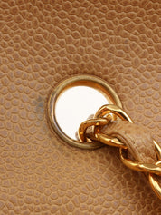 Diana caviar leather flap chain bag, 22cm, beige, made around 1995.