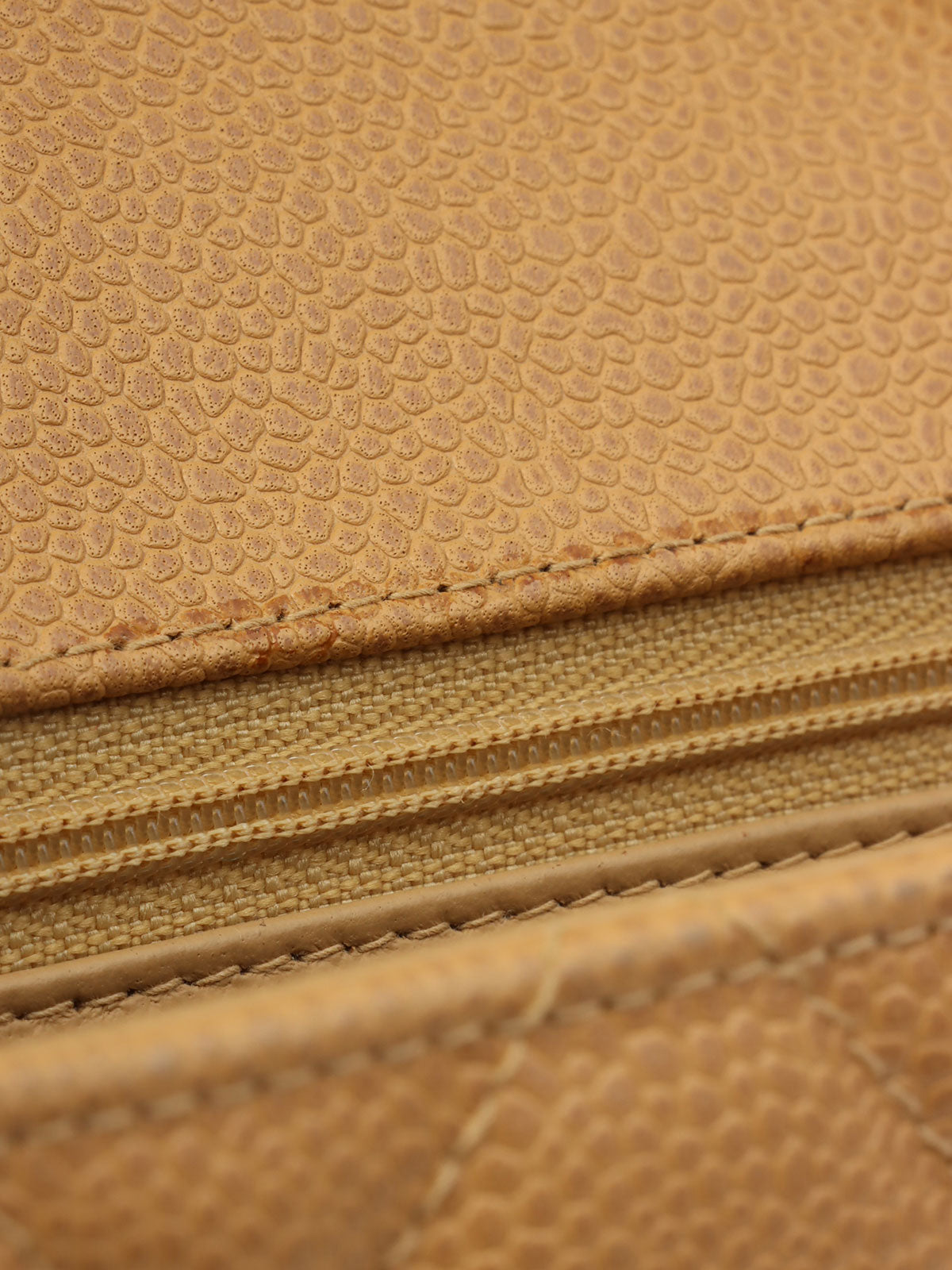 Diana caviar leather flap chain bag, 22cm, beige, made around 1995.