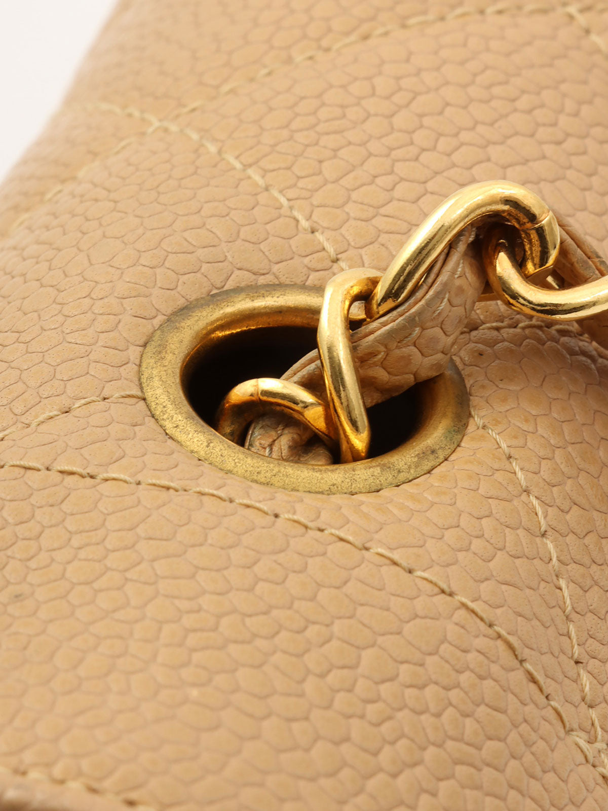 Diana caviar leather flap chain bag, 22cm, beige, made around 1995.