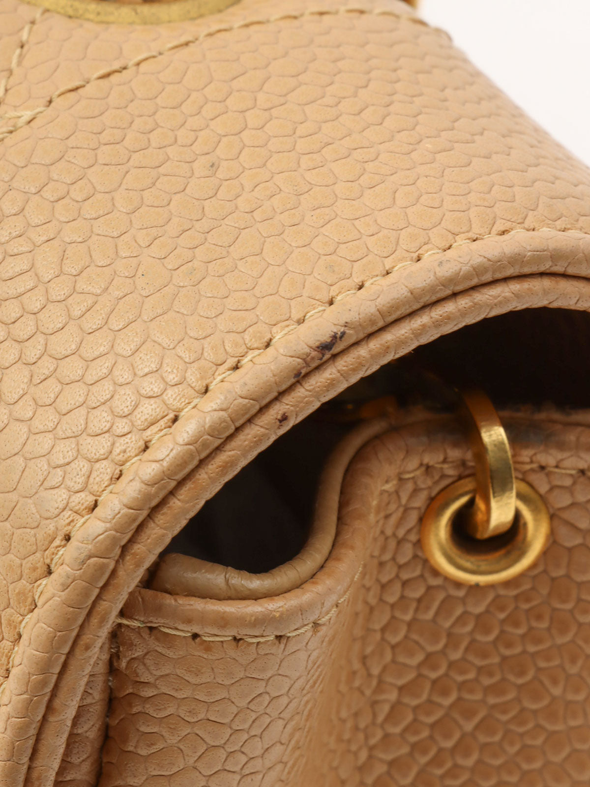 Diana caviar leather flap chain bag, 22cm, beige, made around 1995.