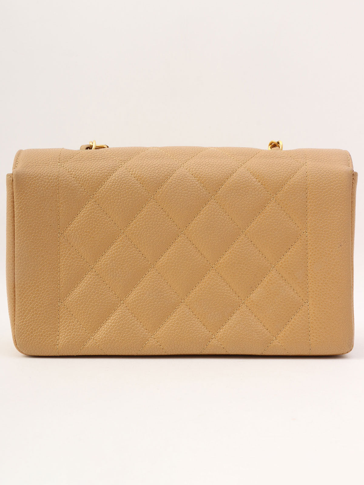 Diana caviar leather flap chain bag, 22cm, beige, made around 1995.
