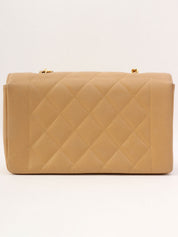 Diana caviar leather flap chain bag, 22cm, beige, made around 1995.