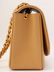 Diana caviar leather flap chain bag, 22cm, beige, made around 1995.