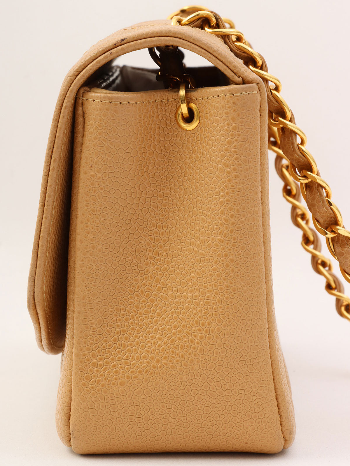 Diana caviar leather flap chain bag, 22cm, beige, made around 1995.