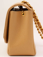 Diana caviar leather flap chain bag, 22cm, beige, made around 1995.