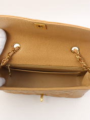 Diana caviar leather flap chain bag, 22cm, beige, made around 1995.