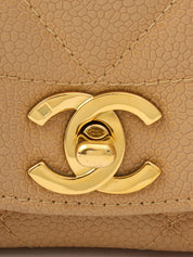 Diana caviar leather flap chain bag, 22cm, beige, made around 1995.