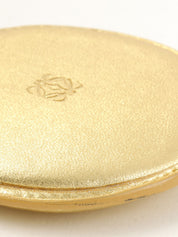 Nappa Leather Round Anagram Embossed Coin Case in Gold
