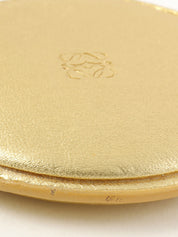 Nappa Leather Round Anagram Embossed Coin Case in Gold