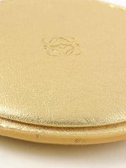 Nappa Leather Round Anagram Embossed Coin Case in Gold