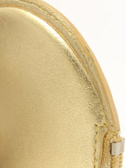 Nappa Leather Round Anagram Embossed Coin Case in Gold