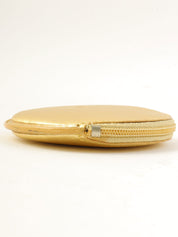 Nappa Leather Round Anagram Embossed Coin Case in Gold