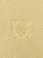 Nappa Leather Round Anagram Embossed Coin Case in Gold