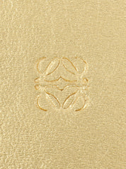 Nappa Leather Round Anagram Embossed Coin Case in Gold