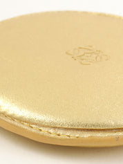 Nappa Leather Round Anagram Embossed Coin Case in Gold