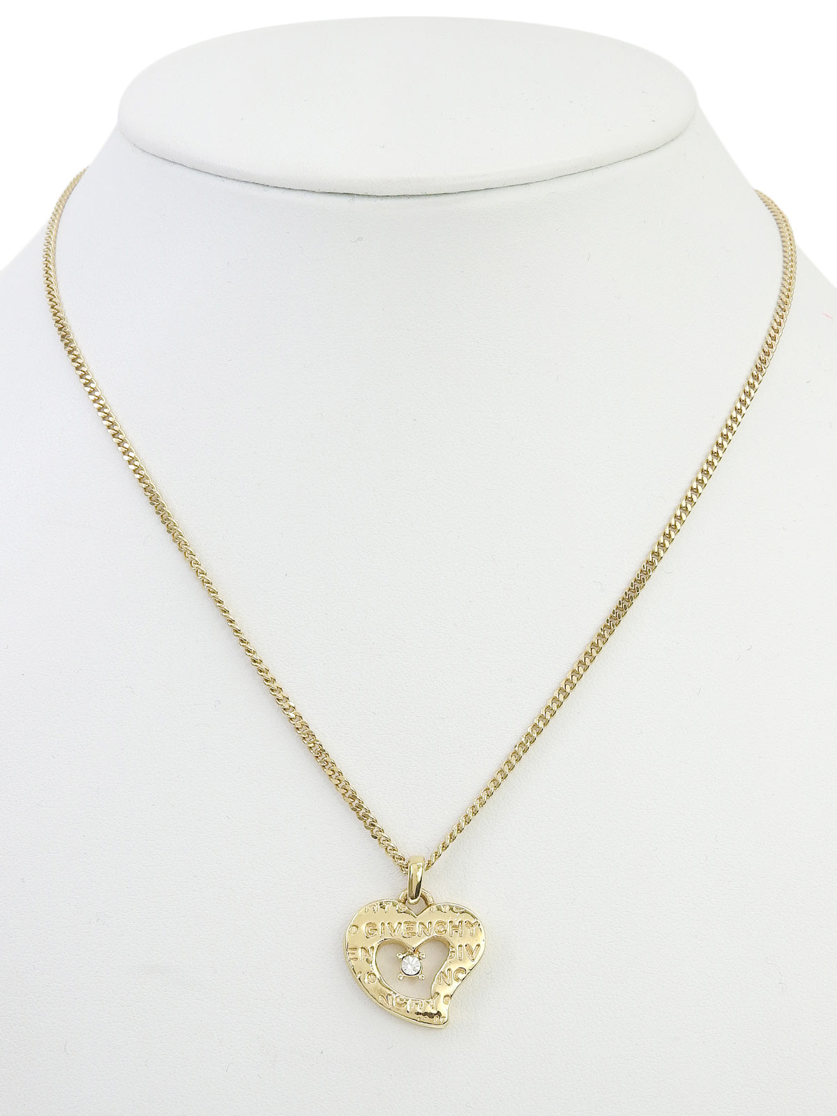 Rhinestone Heart Motif Necklace Gold