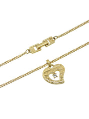 Rhinestone Heart Motif Necklace Gold