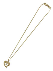 Rhinestone Heart Motif Necklace Gold