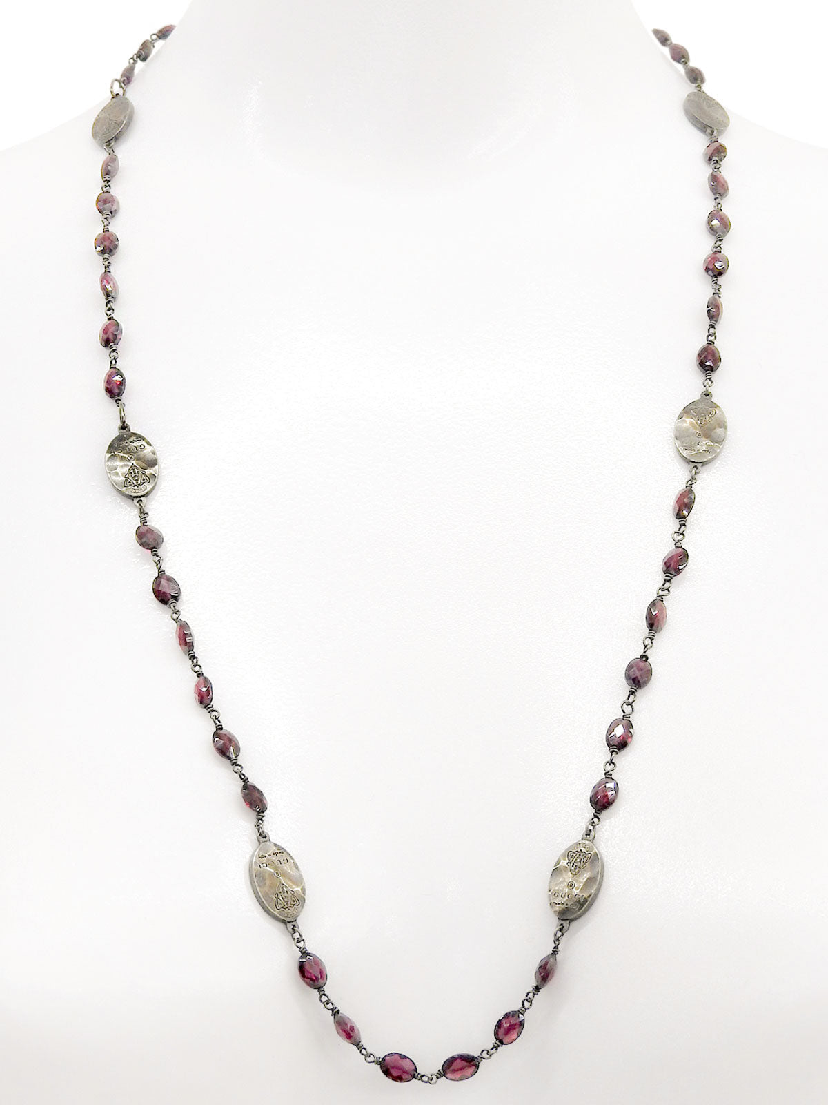 オーバルロゴネックレス ガーネット