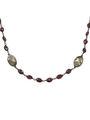 オーバルロゴネックレス ガーネット