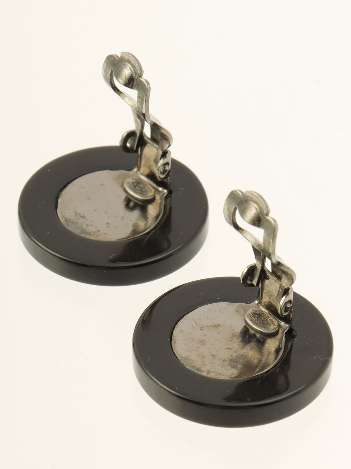 2003 Round Bone CC Mark Earrings Salmon Pink/Black