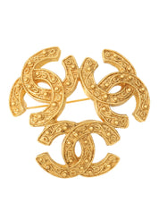 Triple CC Mark Brooch Gold