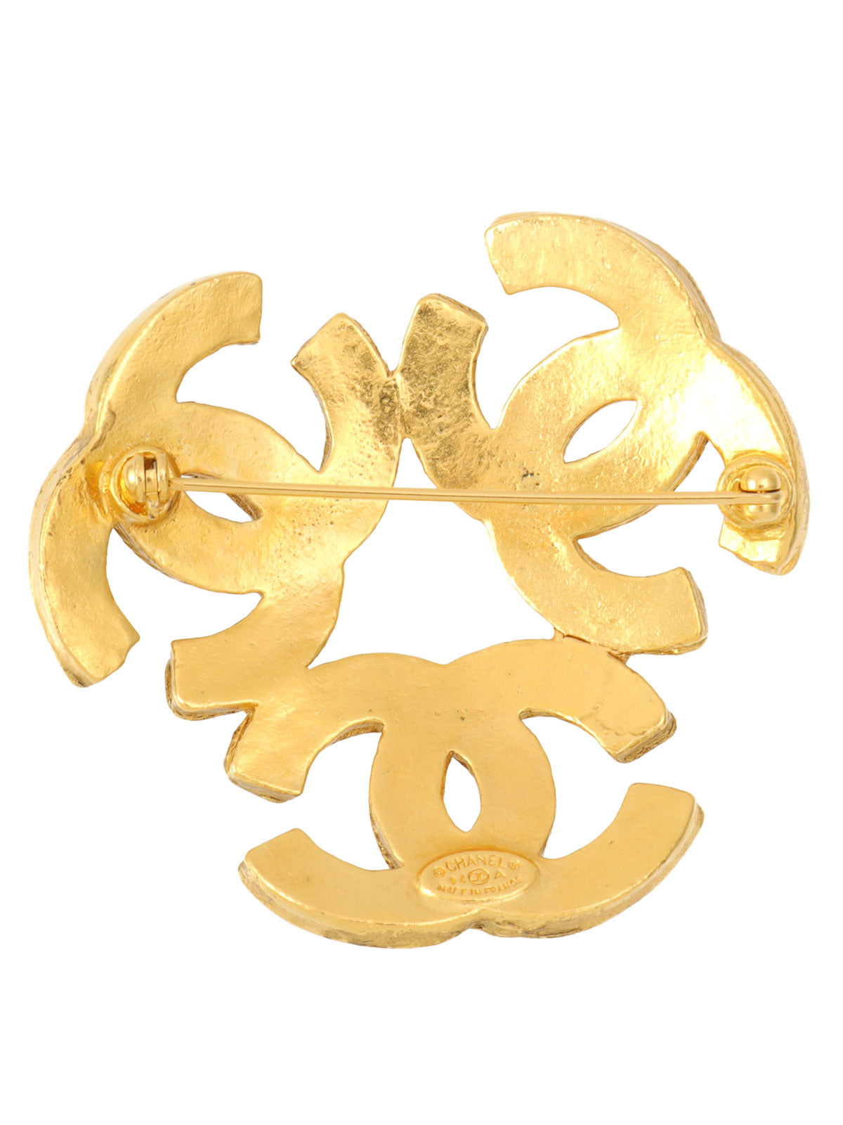 Triple CC Mark Brooch Gold