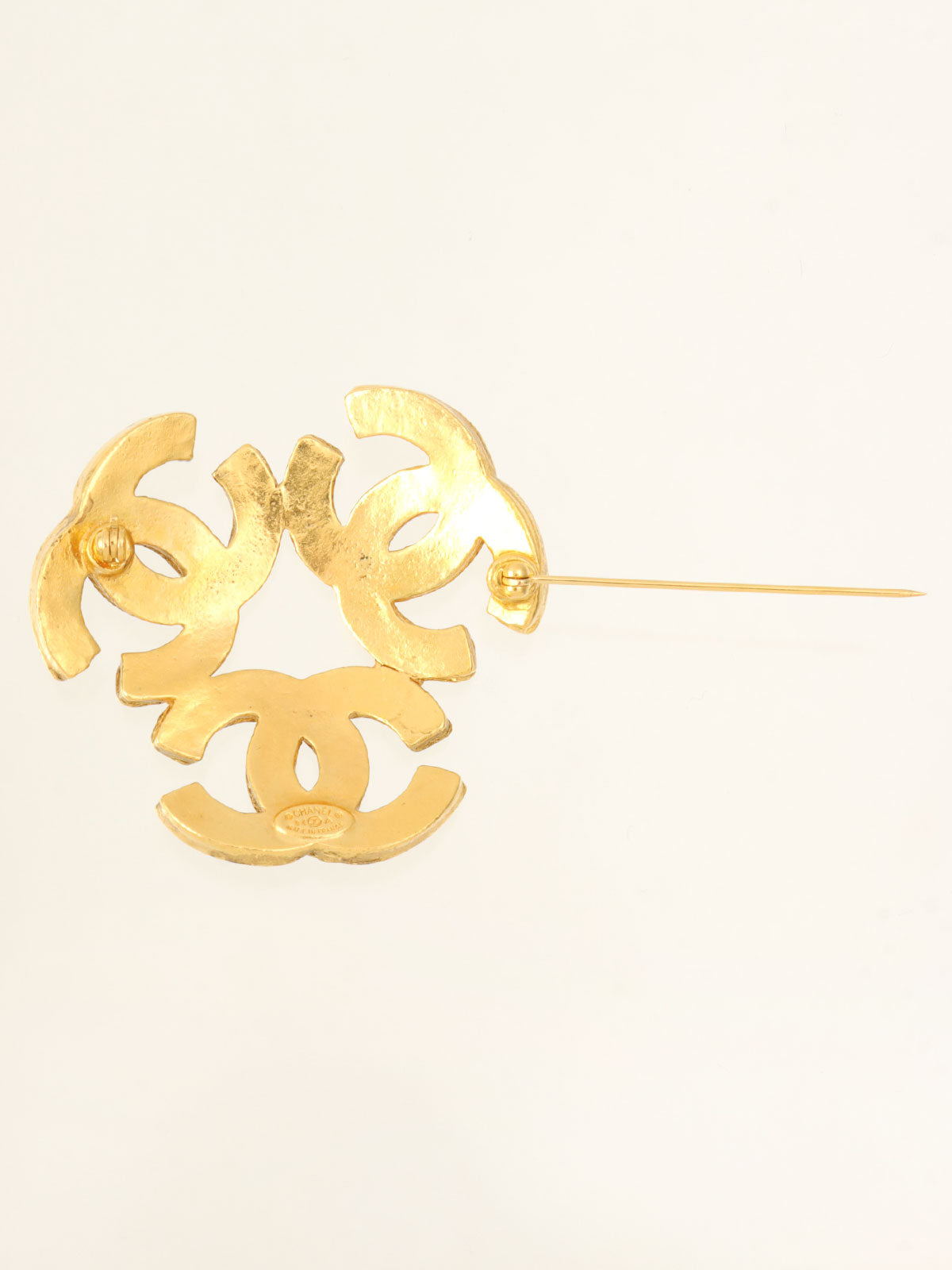Triple CC Mark Brooch Gold
