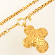 1993 Coin Motif CC Mark Cross Long Chain Necklace Gold