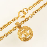 1994 Round Cutout CC Mark Long Chain Necklace, Gold