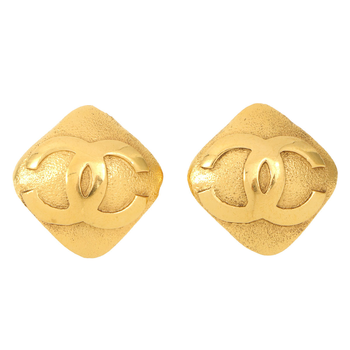 1994 Square CC Mark Earrings Gold