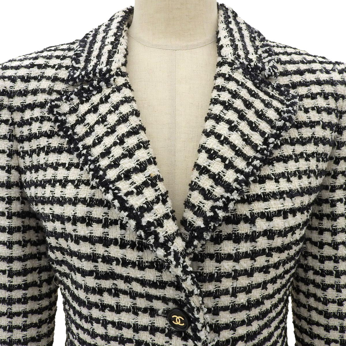 1997 Tweed Check Pattern CC Mark Jacket #38 Black/White