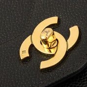 Circa 1995 Caviar Skin V-Stitch CC Turnlock Shoulder Bag Black