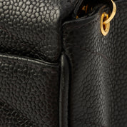 Circa 1995 Caviar Skin V-Stitch CC Turnlock Shoulder Bag Black