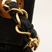 Circa 1995 Caviar Skin V-Stitch CC Turnlock Shoulder Bag Black