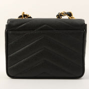 Circa 1995 Caviar Skin V-Stitch CC Turnlock Shoulder Bag Black