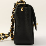 Circa 1995 Caviar Skin V-Stitch CC Turnlock Shoulder Bag Black