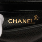 Circa 1995 Caviar Skin V-Stitch CC Turnlock Shoulder Bag Black