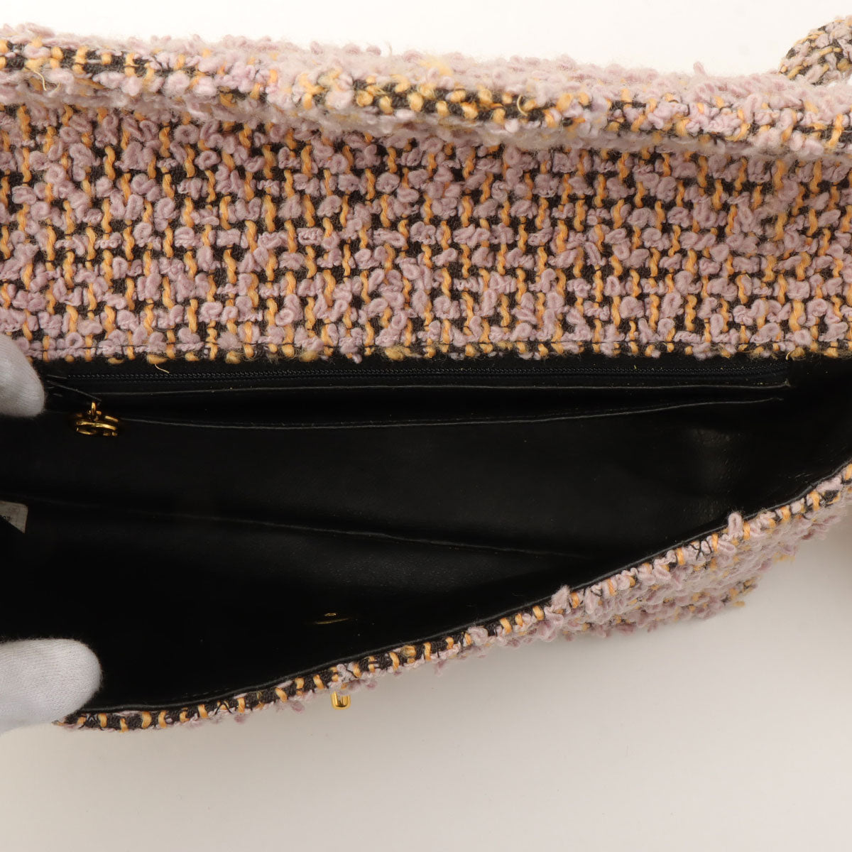 Circa 1995 Tweed Classic Flap Clutch Bag Pink/Multicolor