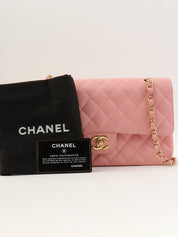 2004 Caviar Skin Classic Flap Chain Bag 25cm Pink