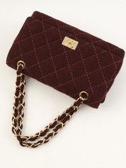 2001年頃製 ウールワイルドステッチCCターンロックチェーンショルダーバッグ ボルドー