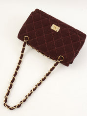 2001年頃製 ウールワイルドステッチCCターンロックチェーンショルダーバッグ ボルドー