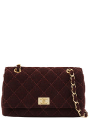 2001年頃製 ウールワイルドステッチCCターンロックチェーンショルダーバッグ ボルドー