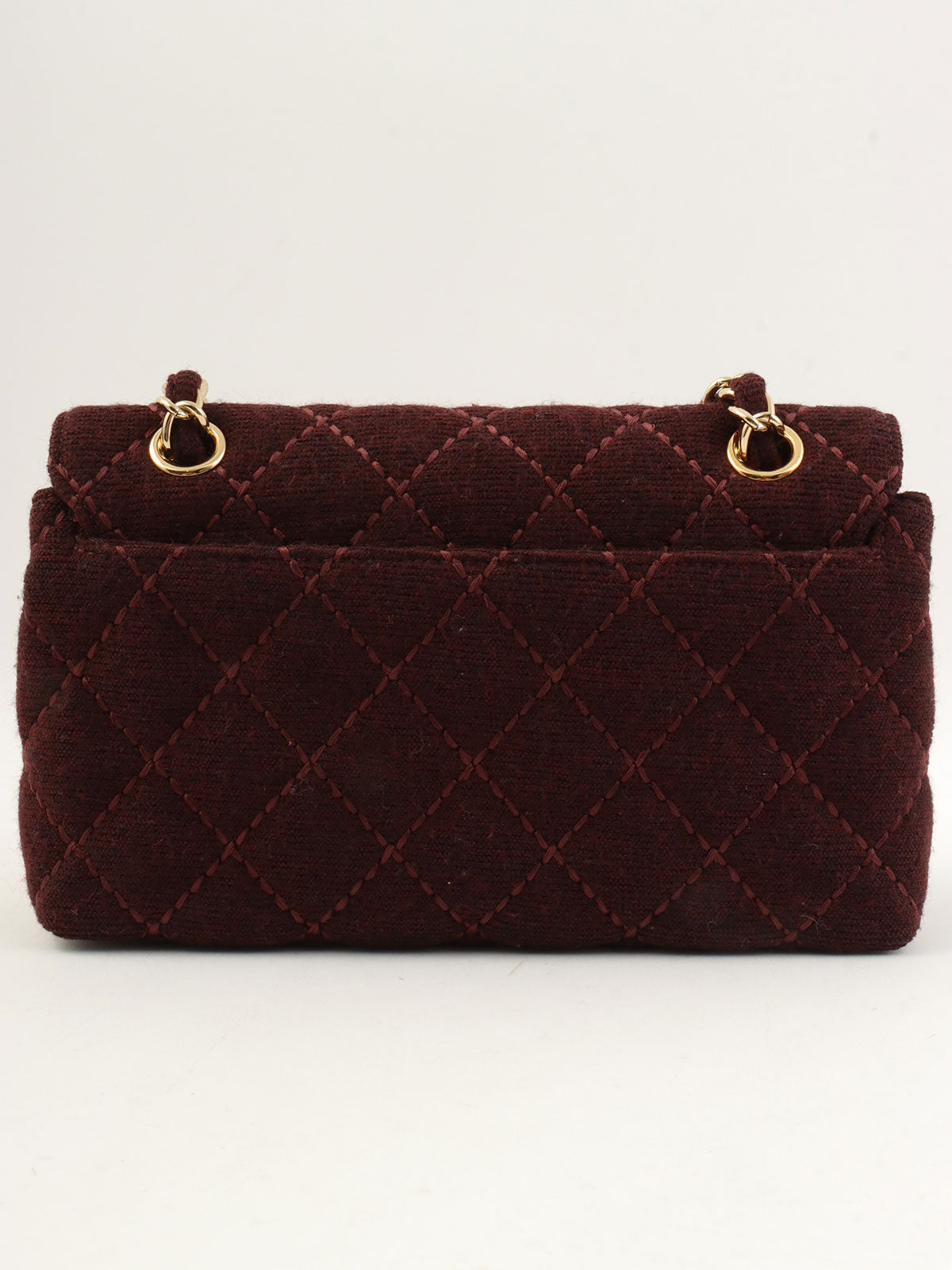 2001年頃製 ウールワイルドステッチCCターンロックチェーンショルダーバッグ ボルドー