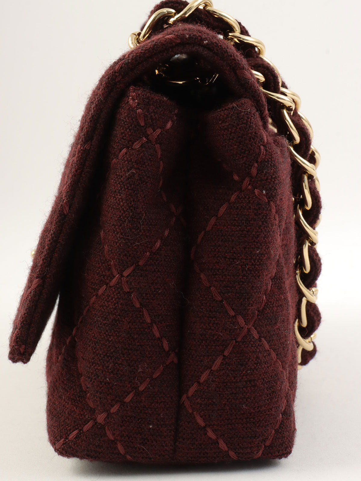 2001年頃製 ウールワイルドステッチCCターンロックチェーンショルダーバッグ ボルドー