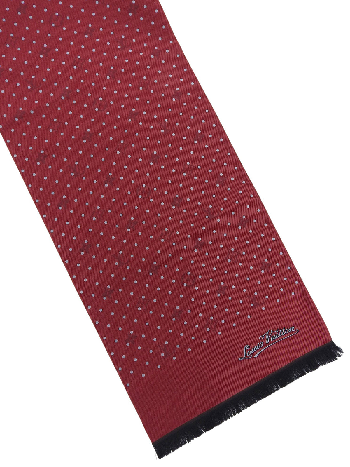 Silk Monogram Dot Pattern Stole - Bordeaux