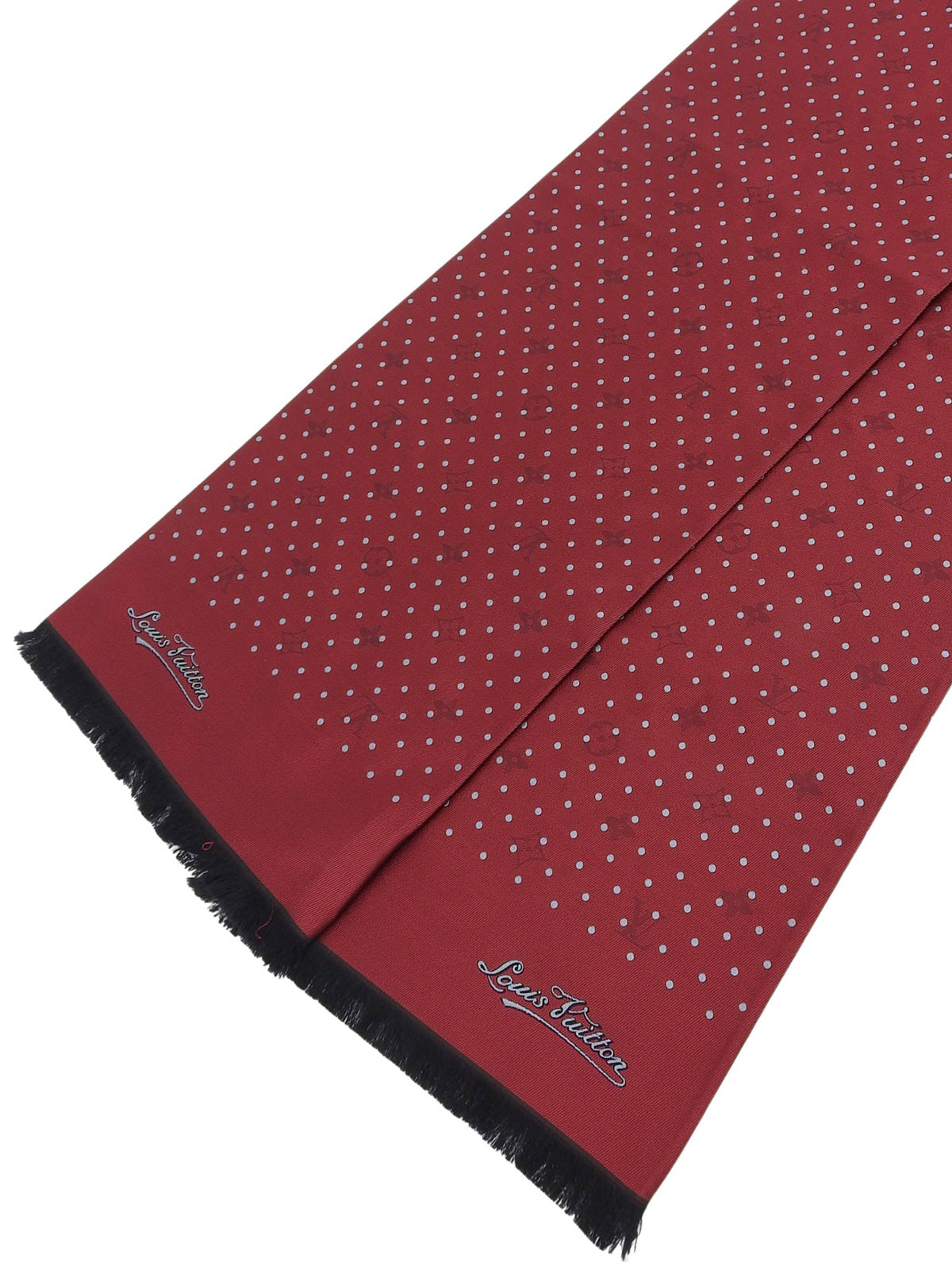 Silk Monogram Dot Pattern Stole - Bordeaux