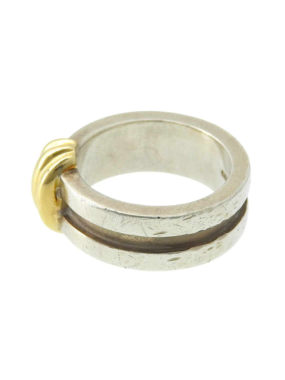 18K925 Grooved Vis Ring #50 Silver/Gold