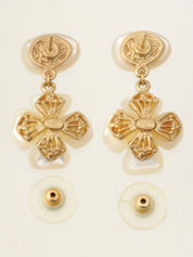 2001 Camellia Motif Swing Earrings Gold/Shell